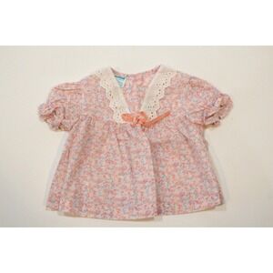 Vintage 80's JC Penny Toddletime Pink Floral Dress Baby Size 1 (12 Months)